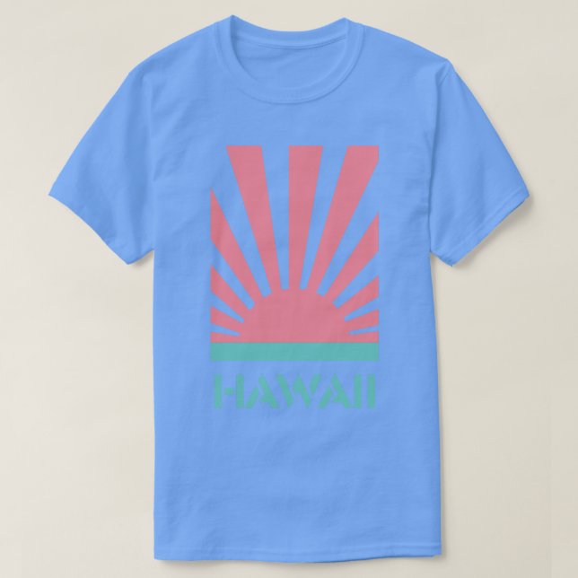 Hawaii Sunrise Sunset Pink Sea Green TShirt (Design vorne)