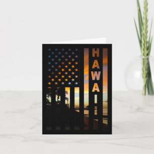 Hawaii Sunset American Flag Honolulu Hawaii Isla Karte