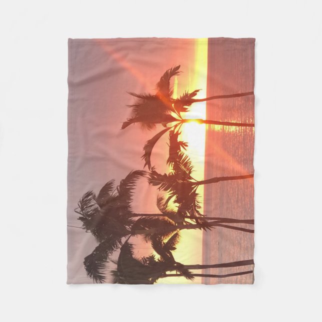 Hawaii Sunset Designed Fleece Blanket (Vorderseite)
