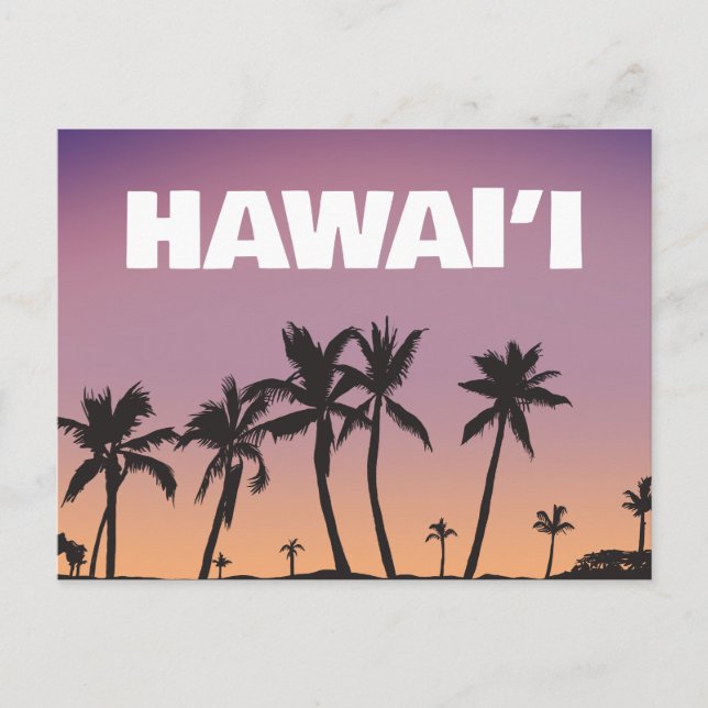 Hawaii Sunset Palm Tree Gradient Sky Postcard  Postkarte (Vorderseite)