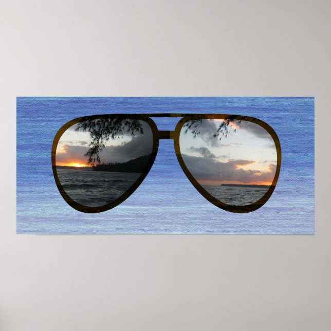 Hawaii Sunset Sonnenbrille Poster (Vorne)