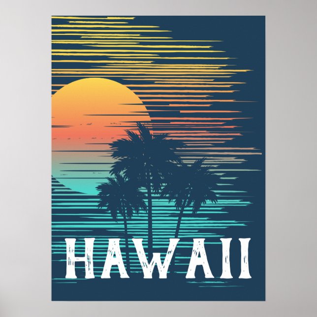 Hawaii Sunset Sunrise Graphic Topical Rainforest Poster (Vorne)