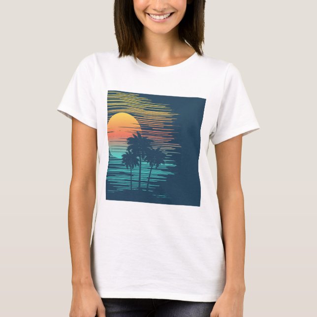 Hawaii Sunset Sunrise Graphic Topical Rainforest T-Shirt (Vorderseite)