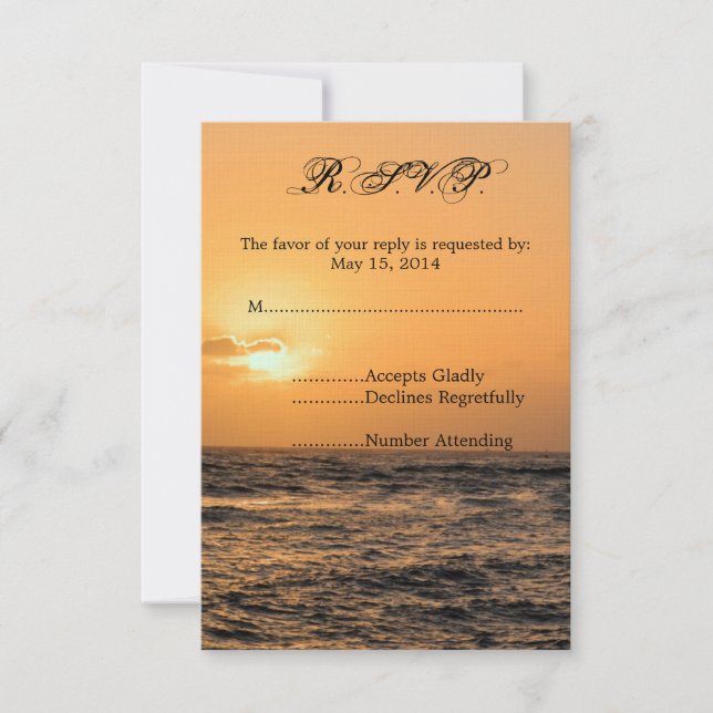Hawaii Sunset Wedding RSVP Karte (Vorderseite)