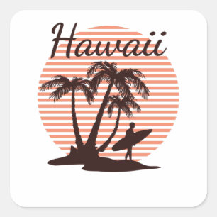 Hawaii Surf Quadratischer Aufkleber