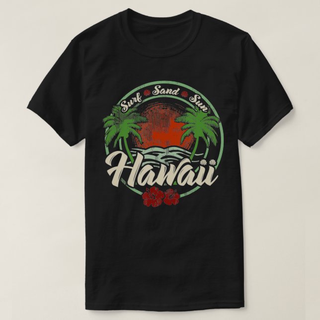 Hawaii Surf Sand Sun Hawaiian Beach Ocean Aloha T-Shirt (Design vorne)