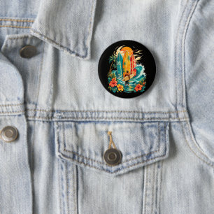 Hawaii Surfbrett Welle Strand Surfer Vintage Button