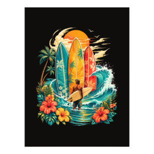 Hawaii Surfbrett Welle Strand Surfer Vintage Fotodruck