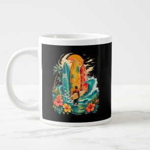 Hawaii Surfbrett Welle Strand Surfer Vintage Jumbo-Tasse