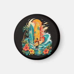 Hawaii Surfbrett Welle Strand Surfer Vintage Magnet