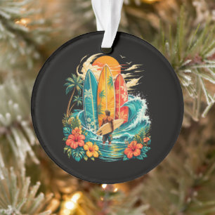 Hawaii Surfbrett Welle Strand Surfer Vintage Ornament
