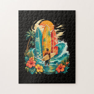 Hawaii Surfbrett Welle Strand Surfer Vintage Puzzle