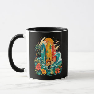 Hawaii Surfbrett Welle Strand Surfer Vintage Tasse