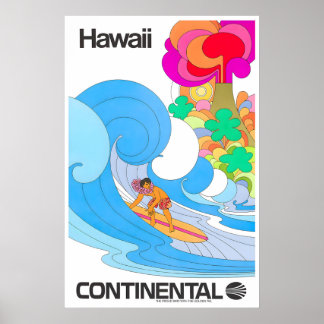 Hawaii Surfen Druck Hawaiianische Kunst Kontinenta Poster
