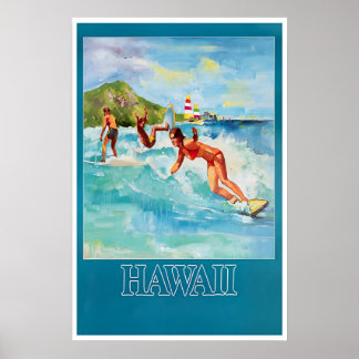 Hawaii Surfen Poster Reise Druck Hawaiian Surf