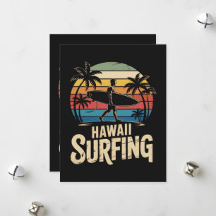 Hawaii Surfen Retro - Vintage Sonnenuntergang Stra Feiertagskarte