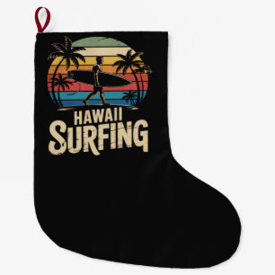 Hawaii Surfen Retro - Vintage Sonnenuntergang Stra Großer Weihnachtsstrumpf