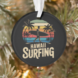 Hawaii Surfen Retro - Vintage Sonnenuntergang Stra Ornament