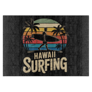 Hawaii Surfen Retro - Vintage Sonnenuntergang Stra Schneidebrett