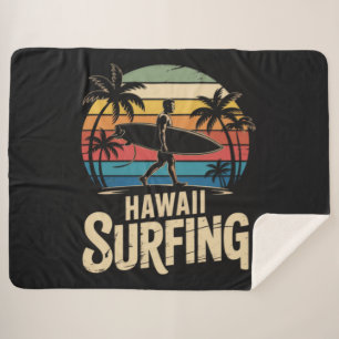 Hawaii Surfen Retro - Vintage Sonnenuntergang Stra Sherpadecke