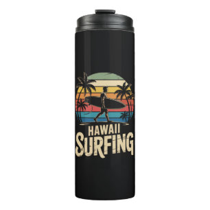 Hawaii Surfen Retro - Vintage Sonnenuntergang Stra Thermosbecher