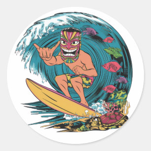 Hawaii Surfen vintage farbenfrohes Abzeichen mit M Runder Aufkleber