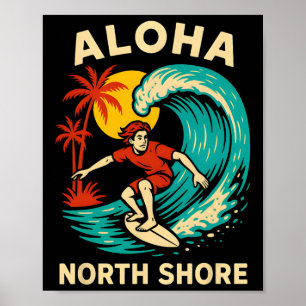 Hawaii Surfer Aloha North Shore Vintage Herren Sur Poster