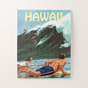 Hawaii, Surfer, die auf eine große Welle warten, Puzzle