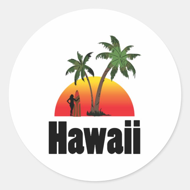 Hawaii-Surfer Runder Aufkleber (Vorderseite)