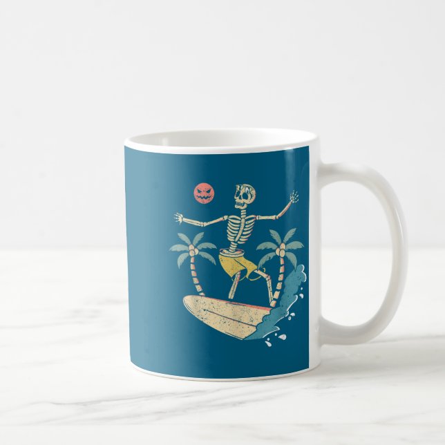 Hawaii Surfer Skeleton Halloween Beach Y Soky Surf Kaffeetasse (Rechts)
