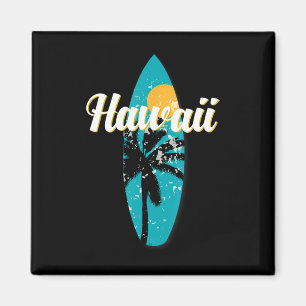 Hawaii Surfing Aloha Vintag Retro Surfboard Strand Magnet