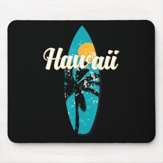 Hawaii Surfing Aloha Vintag Retro Surfboard Strand Mousepad (Vorne)