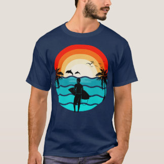 Hawaii Surfing Retro Illustration Surfer T-Shirt