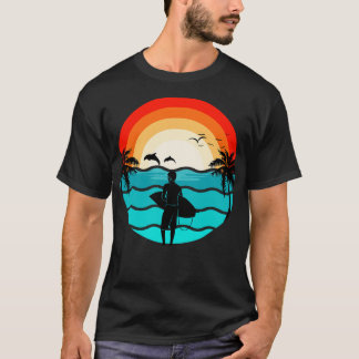Hawaii Surfing Retro Illustration Surfer T-Shirt
