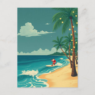 Hawaii Surfing Santa Tropischer Strand Urlaub Reis Postkarte