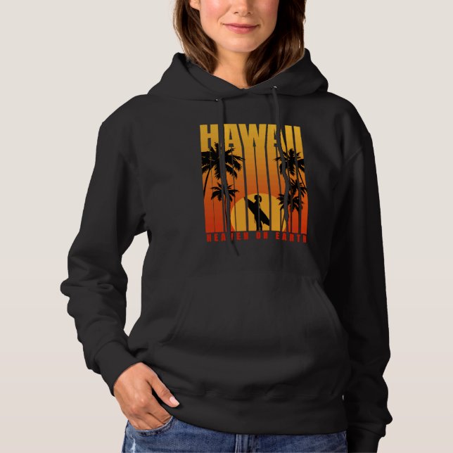 Hawaii Surfing Summer Beach Vintage Sunset Hoodie (Vorderseite)