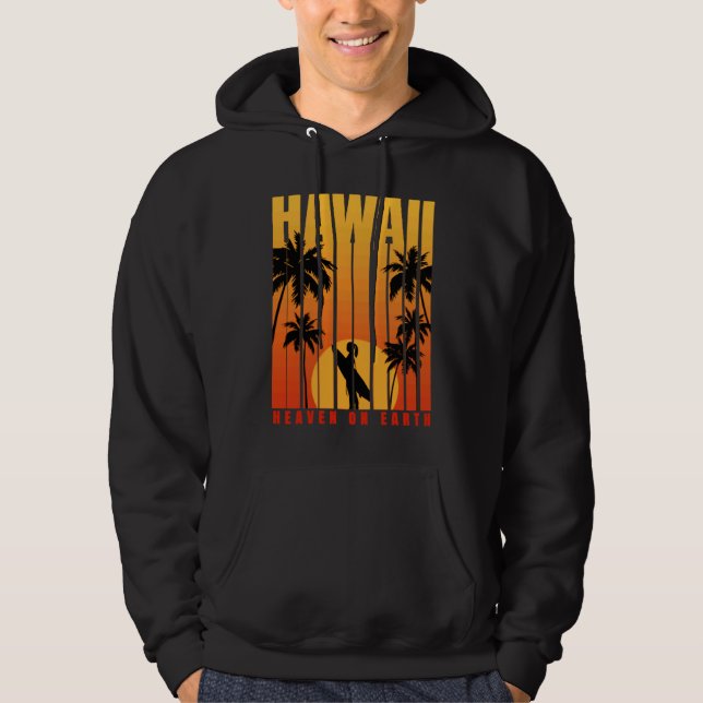 Hawaii Surfing Summer Beach Vintage Sunset Hoodie (Vorderseite)