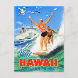 Hawaii Surfing Vintage Reise Postkarte