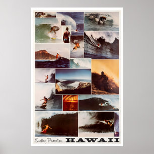 Hawaii Surfkunst Surfer Foto Hawaiianischer Druck Poster