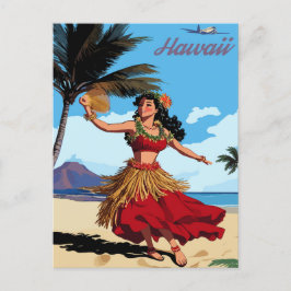 Hawaii, Tanzen Hula Girl am Strand, Reisen Postkarte