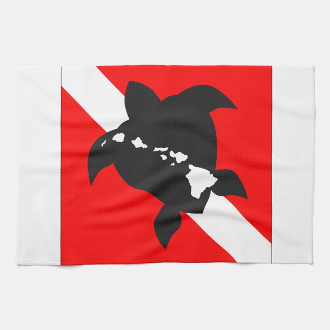 Hawaii-Tauchen-Flagge Küchentuch (Horizontal)