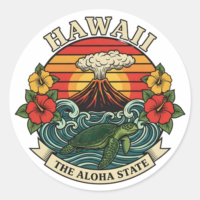 Hawaii: The Aloha State Runder Aufkleber (Vorderseite)