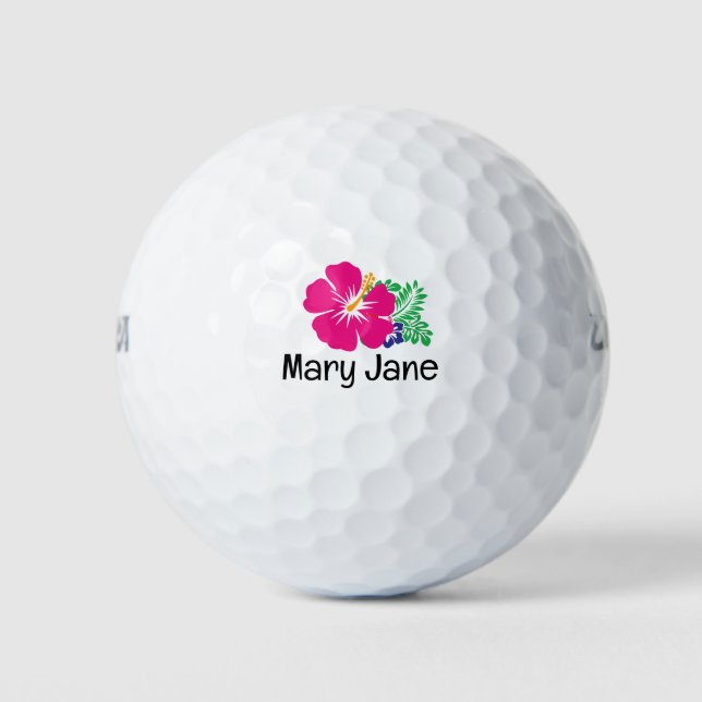 Hawaii Thema mit Hibiskus Blume für Golfer Golfball (Vorderseite)