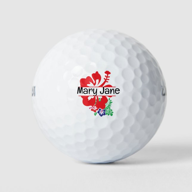 Hawaii Thema mit Hibiskus Blume Golfball (Vorderseite)