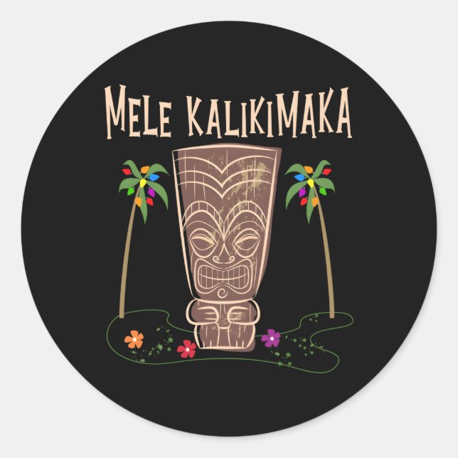 Hawaii Tiki Runder Aufkleber (Vorderseite)