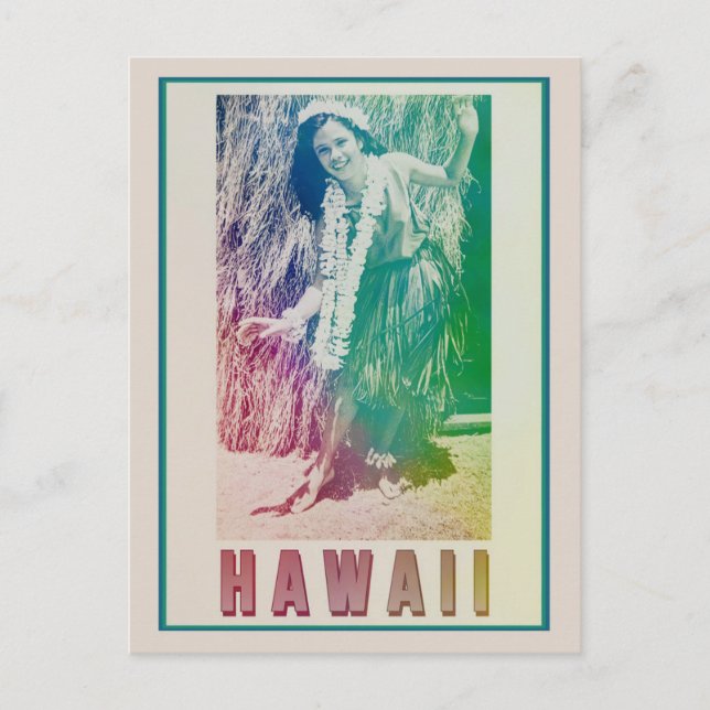 Hawaii Travel Hula Girl Postcard Postkarte (Vorderseite)