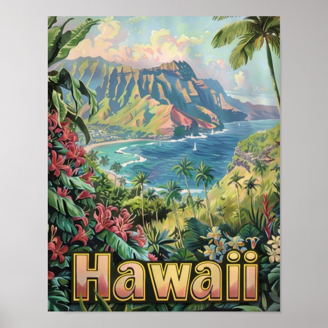 Hawaii Travel Poster Art Print Poster (Vorne)