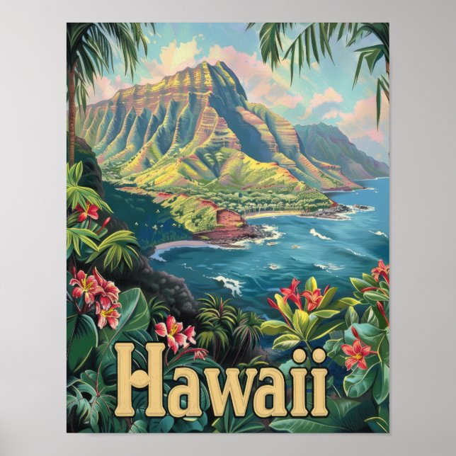 Hawaii Travel Poster Art Print Poster (Vorne)