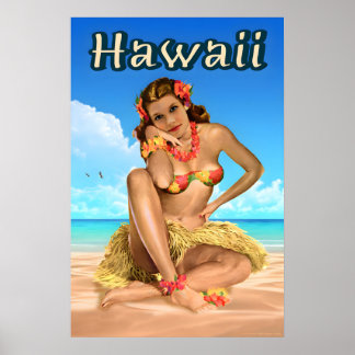 Hawaii Travel Poster Sea Eagle Angourie Grass