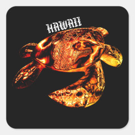 Hawaii Tribal Honu Lava Quadratischer Aufkleber